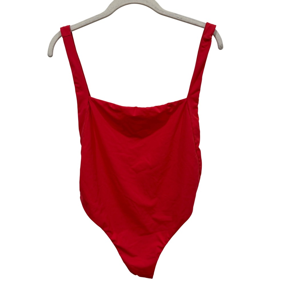 Billabong Womens Red Square Neck High Cut One Piece Swimsuit Size Small